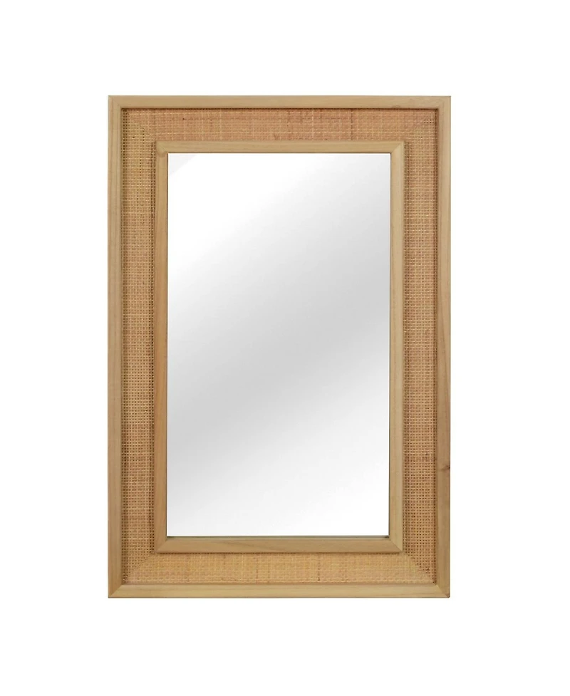 Laoties 24" x 36" Rattan Wall Mirror, Farmhouse Bathroom Vanity Mirror with Wood Frame for Entryway and Bedroom