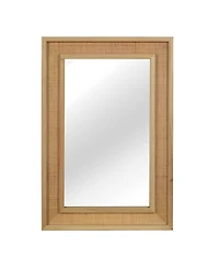 Laoties 24" x 36" Rattan Wall Mirror, Farmhouse Bathroom Vanity Mirror with Wood Frame for Entryway and Bedroom