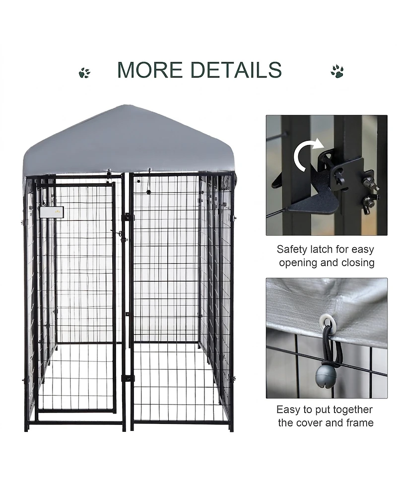 Ruie 8x4x6 ft Outdoor Dog Kennel with Waterproof Roof and Welded Wire Run