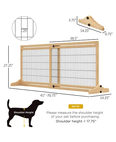 Ruie 71 Inch Extra Wide Freestanding Pet Gate with Adjustable Length for Doorways
