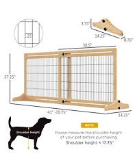 Ruie 71 Inch Extra Wide Freestanding Pet Gate with Adjustable Length for Doorways