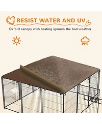 Ruie 6.9 ft Outdoor Dog Kennel with Canopy and Rotating Feeding Bowls