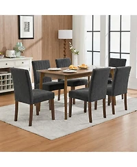 homfan Upholstered Dining Chairs Set of 6, Button Tufted Parsons with Wood Legs and Padded Seat, Modern Fabric