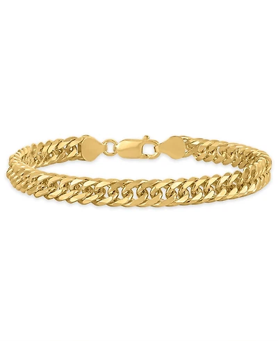 Macy's Men's Triple Bevel Curb Link Bracelet in 14k Gold Over Sterling Silver
