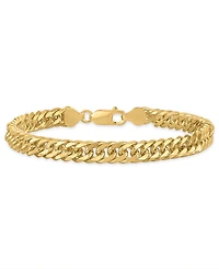 Macy's Men's Triple Bevel Curb Link Bracelet in 14k Gold Over Sterling Silver
