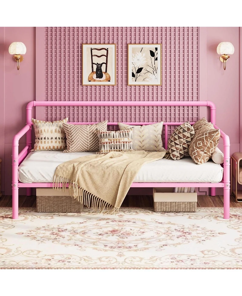 gaomon Metal Daybed Frame Twin Size, Industrial Sofa Bed with Iron Frame, Heavy Duty for Living Room, Office, or Guest Room