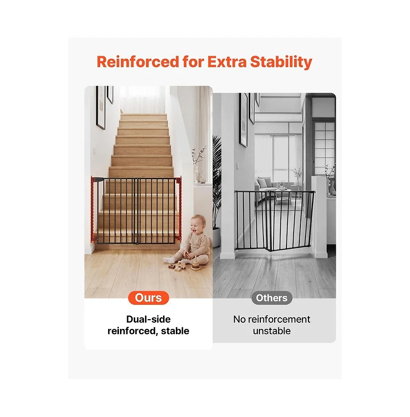 Ruie Drill Mount Pet Gate for Stairs 36 in High and 28 to 43 in Wide