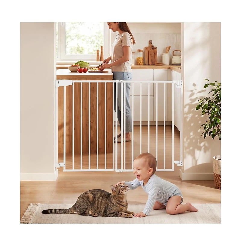 Ruie Drilling Mount Pet Gate for Stairs 30 in High and 28 to 43 in Wide