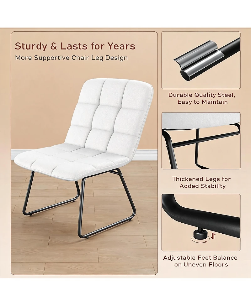 Faux Leather Dining Chairs Set of 4, High-Resilience Foam, Upholstered Dining Room Chairs with Metal Frame, Modern Style, for Kitchen, Living Room