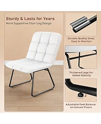 Faux Leather Dining Chairs Set of 4, High-Resilience Foam, Upholstered Dining Room Chairs with Metal Frame, Modern Style, for Kitchen, Living Room