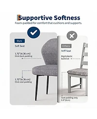 homfan Linen Dining Chairs Set of 4, Modern Fabric Upholstered Kitchen Side Chairs with Metal Pegs, For Kitchen, Dining Room, Living Room