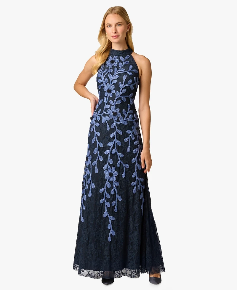 Adrianna Papell Women's Soutache Lace Ball Gown