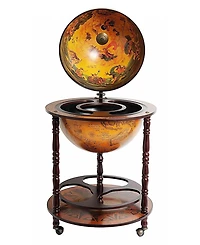 HomeRoots 22" Solid Wood Round Rolling Bar Cart