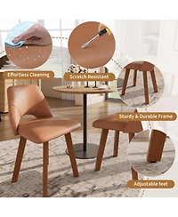 homfan Dining Chairs of 4, Pu Leather Upholstered Chairs with Wood Frame, Scratch-Resistant Padded Seat