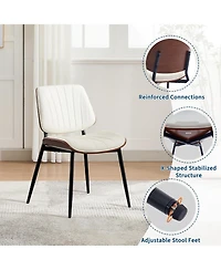 homfan Mid-Century Upholstered Dining Chairs Set of 4 with Bentwood Back and Metal Legs