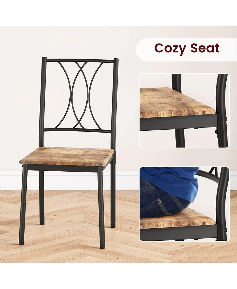 homfan 3 Piece Dining Room Table Set for 2, Wooden Kitchen Table and 2 Pu Leather Padded Chairs with Metal Frame for Small Space, Apartment, Kitchen