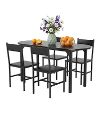 homfan 63 Inch Oval Dining Table Set Modern for Kitchen and Room Furniture, Wood with 4 Chairs