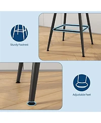 homfan Set of 4 Chenille Bar Stools – 25" Counter Height with Footrest and Backrest, Metal Legs for Kitchen Island and Counter