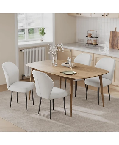homfan Linen Dining Chairs Set of 4, Modern Fabric Upholstered Kitchen Side Chairs with Metal Pegs, For Living Room, Kitchen, Dining Room