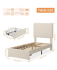 homfan Twin Size Bed Frame with Storage Drawer, Twin Bed for Kids/Girls/Boys, Noise-Free, No Box Spring Needed