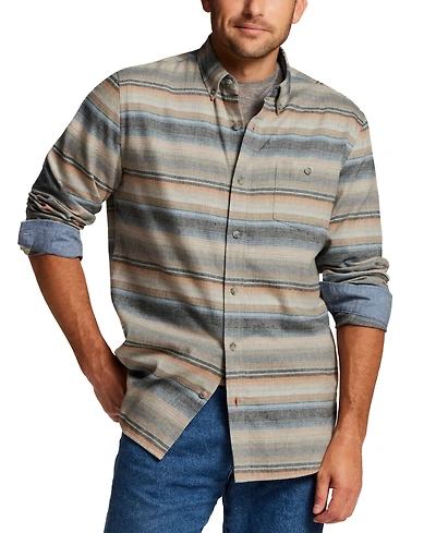 Weatherproof Vintage Men's Horizontal Stripe Brushed Flannel Shirt