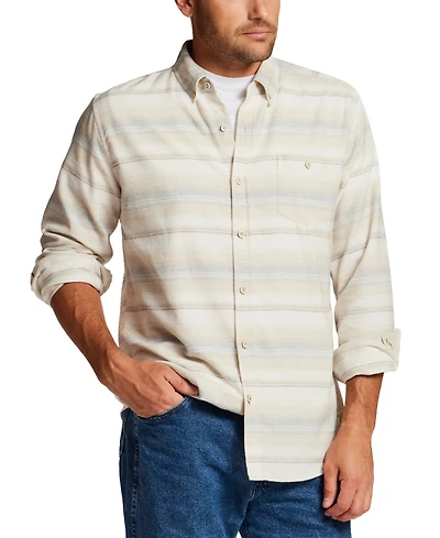 Weatherproof Vintage Men's Horizontal Stripe Brushed Flannel Shirt