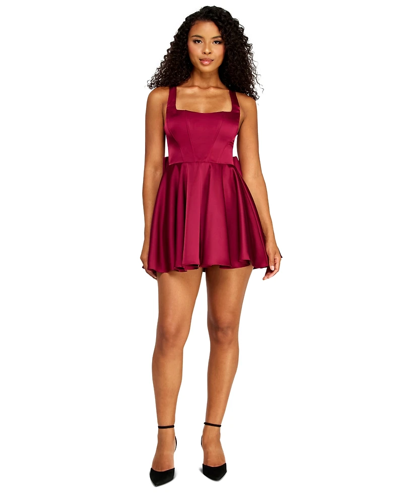 Alex & Sophia Juniors Square-Neck Dress