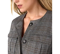 Liverpool Los Angeles Women's Plaid Collarless Field Jacket