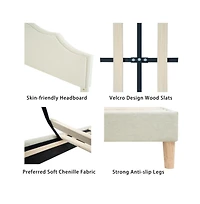 Lucky One Queen Size Platform Bed with Adjustable Headboard - No Box Spring Needed, 1000 lbs Cap