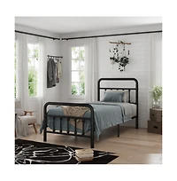 Lucky One Queen Size Platform Bed Frame with High Headboard, Heavy Duty Metal Slats, No Box Spring Needed, Under-Bed Storage