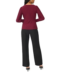 Msk Petite Faux-Wrap V-Neck Top