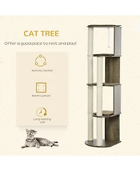 Ruie 65 Inch Corner Cat Tree Tall Multilevel Tower with Sisal Scratching Posts