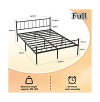 Lucky One Full Size Platform Bed Frame with Headboard and Footboard, Heavy Duty Metal, Under-Bed Storage, No Box Spring Needed