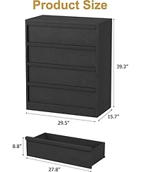 homfan 4-Drawer Dresser – 39.3" Tall Freestanding Storage Chest for Bedroom, Living Room and Hallway