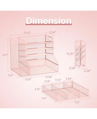 Danrong 5 Tier Mesh Desk Organizer with File Holder Tilted Sorter Pen Drawer Storage