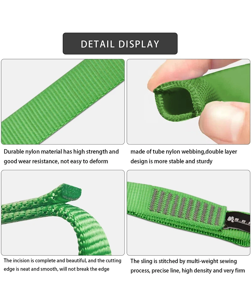 Piscifun 16mm Nylon Tubular Webbing Straps EN566 Certified Rigging for Climbing Tree Work Ziplining