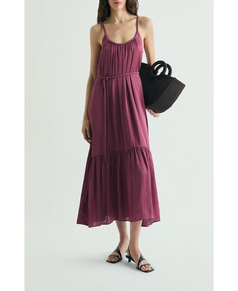Scalpers Women's Braided Straps Maxi Scoop-Neck Dress
