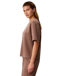 Calvin Klein Petite Soft Scuba Crewneck Short-Sleeve Boxy Knit Top