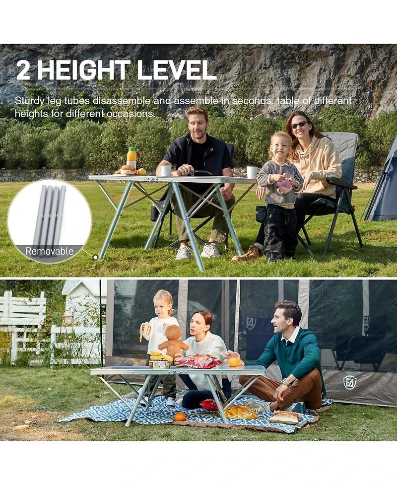 Piscifun Camping Table Fold Up Lightweight Portable Roll Aluminum Carry Bag Outdoor