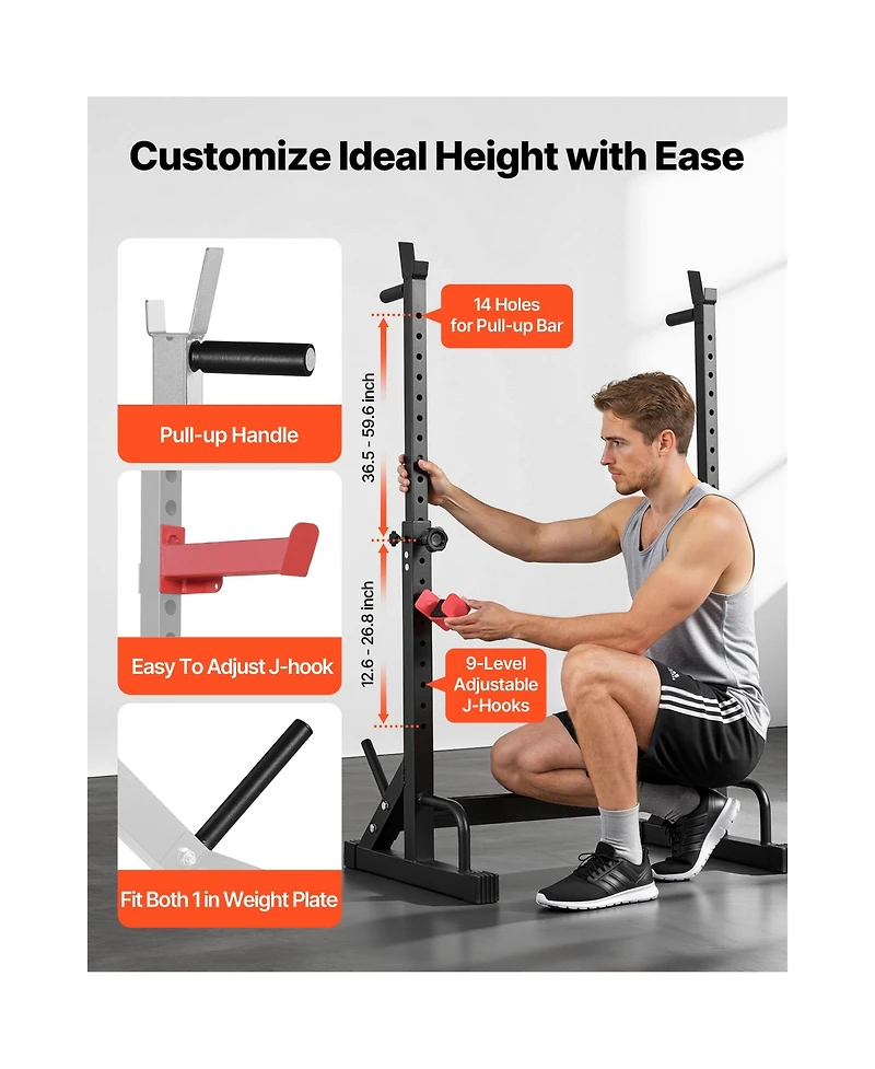 Sevorley Power Cage Squat Rack with J-Hooks, 550 lb Capacity
