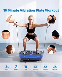 Sugift Vibration Plate Exercise Machine with Bluetooth Speaker, 2 Loops, 5 Resistance Bands, 450lb Capacity