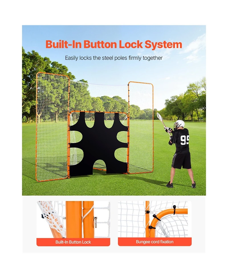 Vevor 3-in-1 Lacrosse Goal Net with Backstop and Target Rebounder Equipment