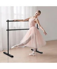 Sevorley Freestanding Double Ballet Barre, 4 Ft Portable Dance Stretch Bar, 10-Level Adjustable