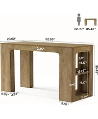 Tribesigns 63" Bar Table with Storage: High top bar station with 2 shelves. Pub table for kitchen, dining room, restaurants