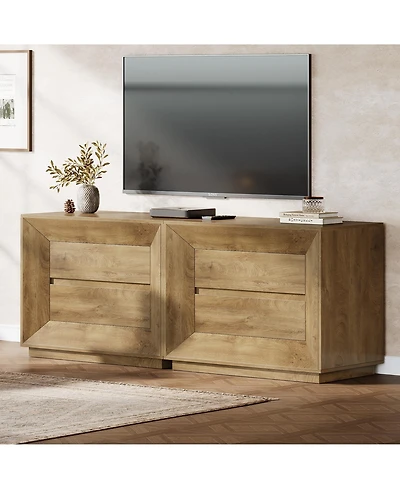 Tribesigns Large Nightstand Set of 2, Oversized Night Stand with 2 Drawers, 35.43" Wide Bedside Table Sofa Side Table