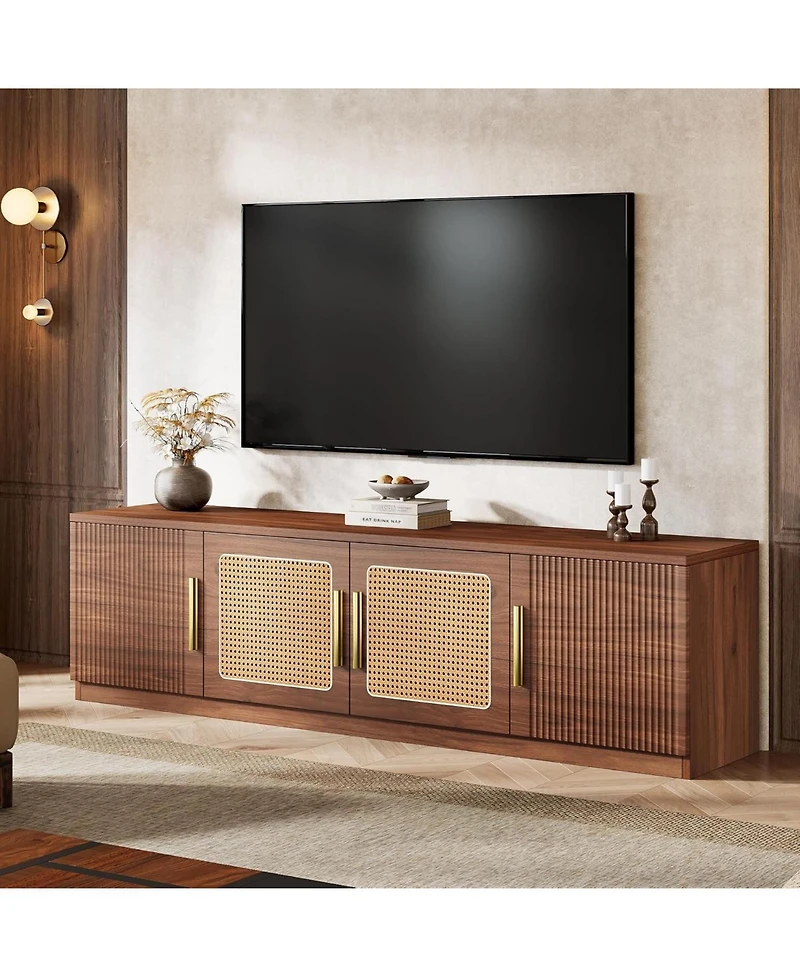 Tribesigns 70.9" Tv Stand for TVs Up to 80, Mid Century Modern Entertainment Center with 6-Tier Storage Shelf