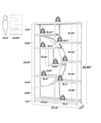 Tribesigns 5 Tier Industrial Bookshelf Set of 2, Freestanding Tall Bookshelves Display Shelf Storage Organizer with 9-Open Storage Shelf
