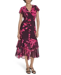 Tommy Hilfiger Women's Flutter Sleeve Chiffon Dress
