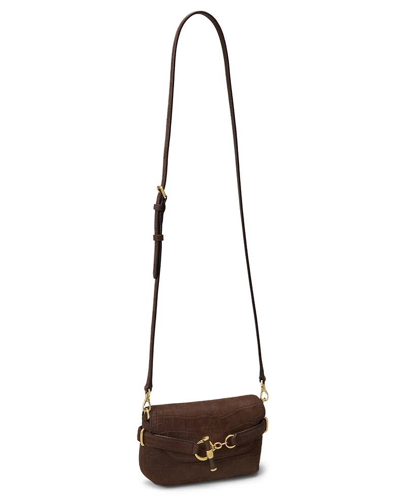 Lauren Ralph Lauren Crocodile Embossed Blaike Mini Leather Crossbody Handbag