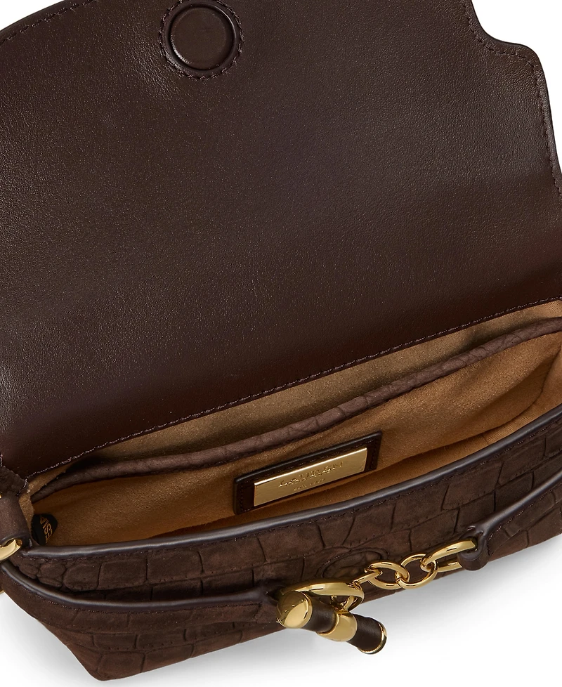 Lauren Ralph Lauren Crocodile Embossed Blaike Mini Leather Crossbody Handbag